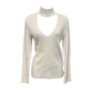 Maria McManus Banded Collar V Neck Long Sleeve T NWT Size Large